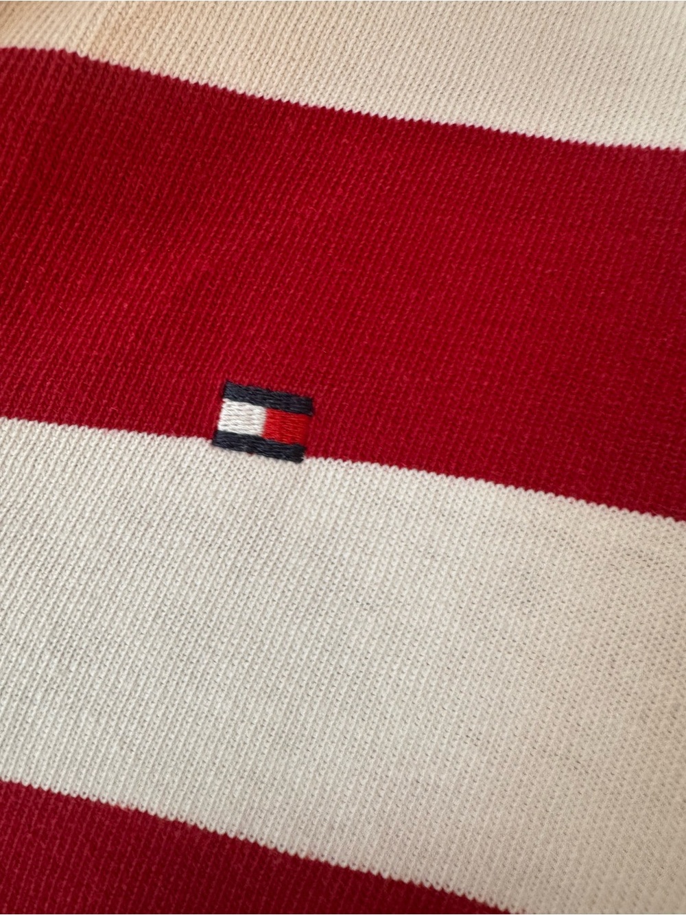 Tommy Hilfiger Red and Cream Striped Rugby Polo - Picture 4 of 4